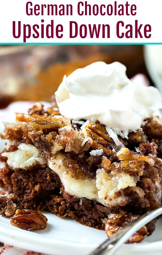  German Chocolate Upside Down Cake is a very quick and easy cake to make using a box of Ge German Chocolate Upside-Down Cake