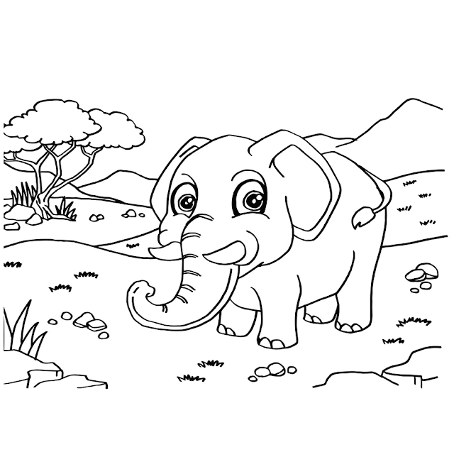 Free Printable Cartoon Elephant Coloring Pages