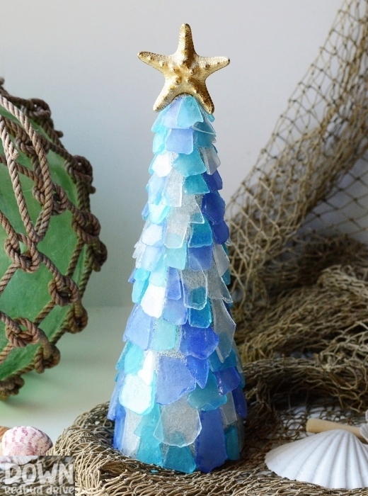 DIY Seaglass Cone Christmas Tree