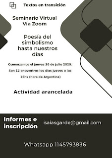 Seminario virtual: Poesía, desde el simbolismo hasta nuestros días. Vía Zoom