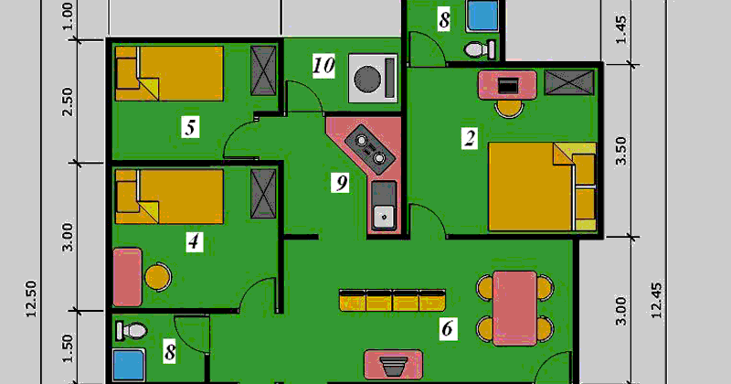 Contoh Gambar Denah Rumah Besar 1 Lantai  Desain Rumah Sederhana 