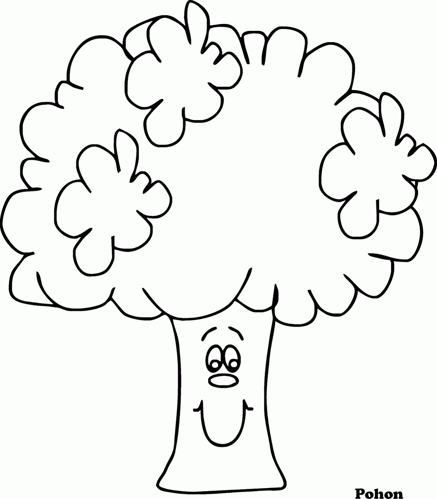 Mewarnai Gambar Pohon Versi Kartun - Contoh Anak PAUD