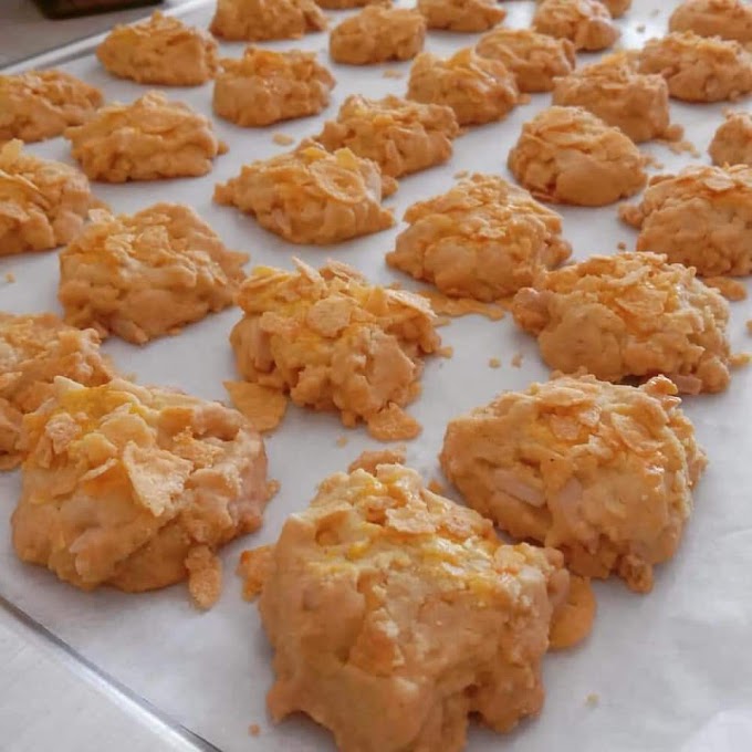 Resipi Cornflakes Almond Crunchy Cookies