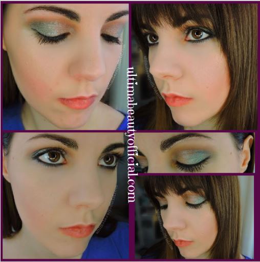 Collage of four photos of Ultima Beauty wearing eyeshadow from Urban Decay Naked Wild West Palette