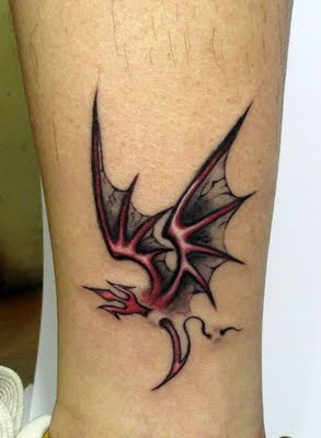 Arm Man With Wing Bat Tattoo Designs