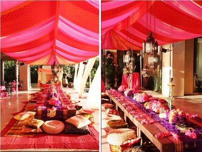 Wedding Decoration  Tables on Pink Canopy For Indian Wedding Decorations