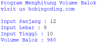 Program Python Menghitung Volume Balok