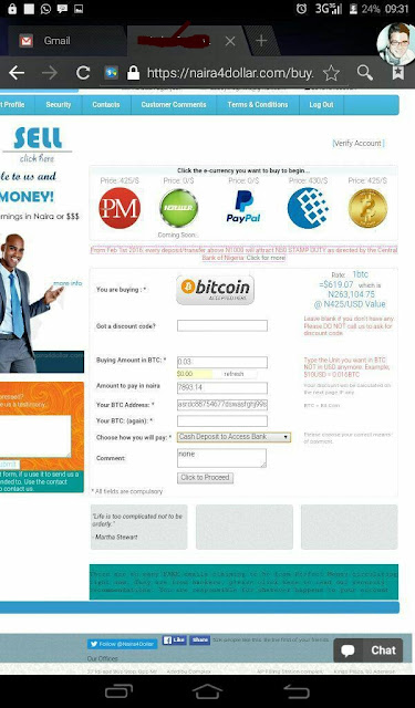 funding Bitcoin wallet with naira4dollar