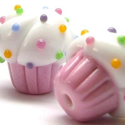 Lampwork Glass Cupcake Beads