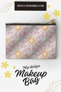 Red flower on steel Makeup bag.