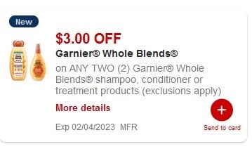 $3.00/2 Garnier Whole Blends CVS APP MFR Digital Coupon (go to CVS App)