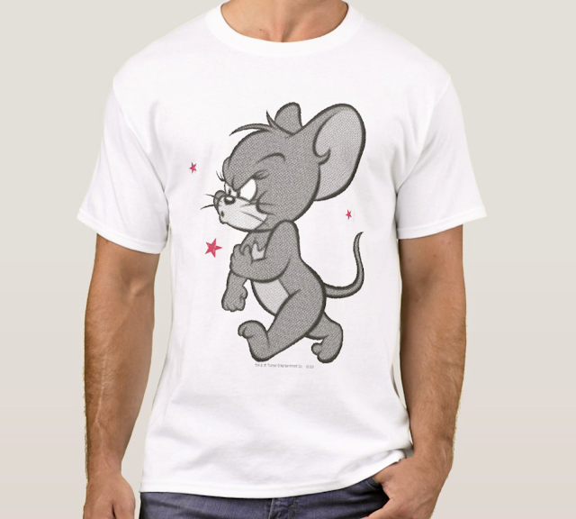 Jerry mouse from the Tom and Jerry cartoon on a t-shirt.
