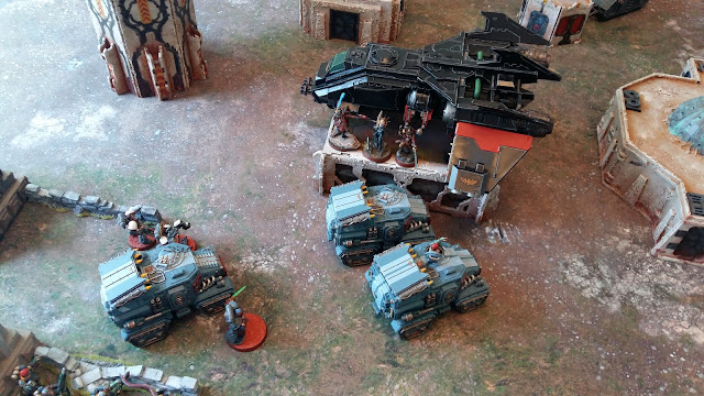 Warhammer 40k battle report - 2000 points - Primaris Vanguard, Militarum Tempestus, Grey Knights and Assassins vs Black Legion and Nurgle Daemons.