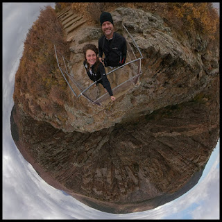 Tiny Planet Image of me and hubby at Black Canyon