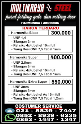 Pusat Gambar CV,Multikaryasteel-Jual Murah Bahan-Pintu Harmonika Berkualitas Terbaik Bergaransi Harga Termurah Terjangkau Per meter M2 Terpasang Terbaru Maret 2021, Distributor Terlengkap Aneka Produk Pintu Besi Harmonika Lipat Dorong Geser Samping Kiri Kanan Jual Bahan Baku Komponen Sparepart Dan Aksesories Produksi Pabrik Nomer Satu Karya Anak Bangsa Indonesia