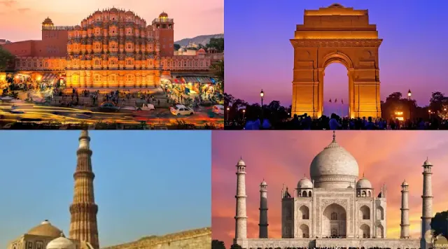 <img source='pic.gif' alt='Taj Mahal Qutub Minar India gate' />