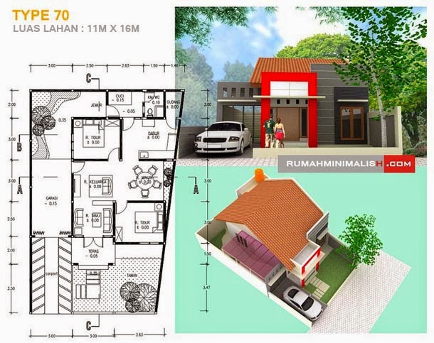  Desain  Rumah  Minimalis  1 Lantai Beserta  Denahnya  Gambar 