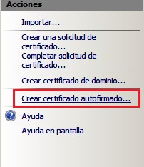 Crear certificado autofirmado