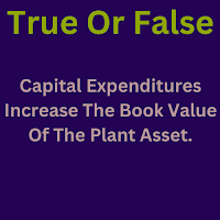 Capital Expenditures Increase The Book Value Of The Plant Asset
