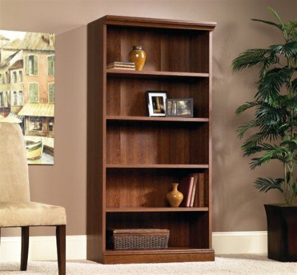 wood bookcase with adjustable shelves