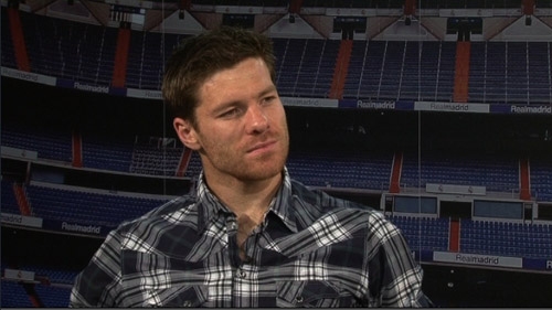 Xabi Alonso is being interviewed by Liverpool Fc TV