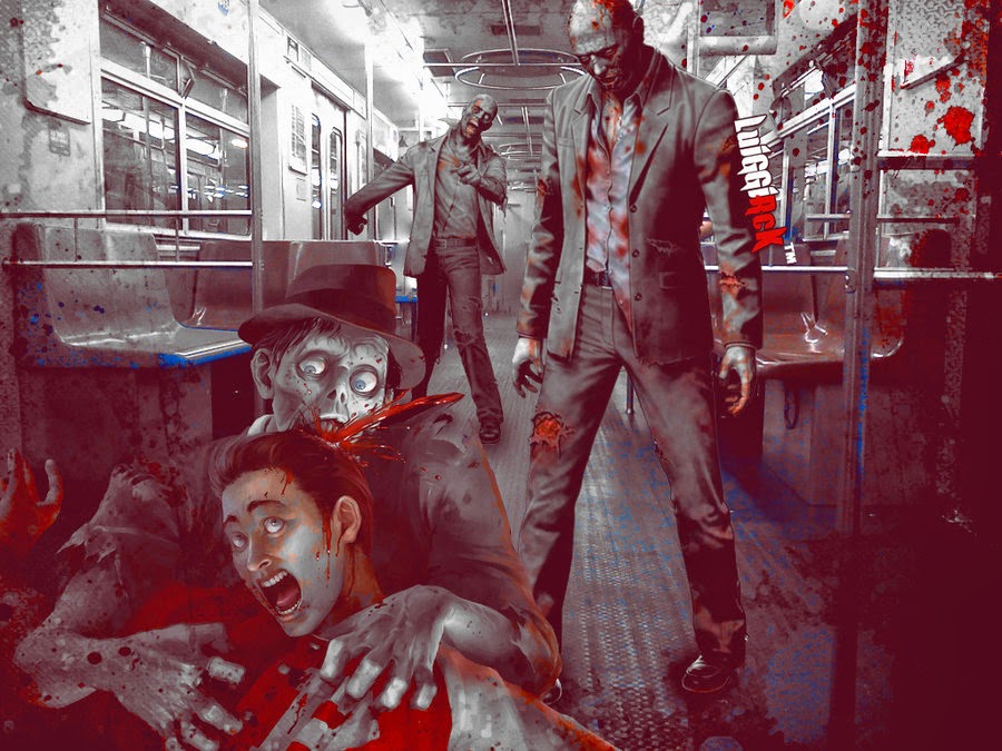 ... of a zombie apocalypse! Gun down the zombies as the train, Survive