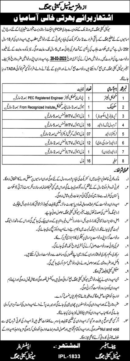 Latest Municipal Committee Management Posts Jhang 2023