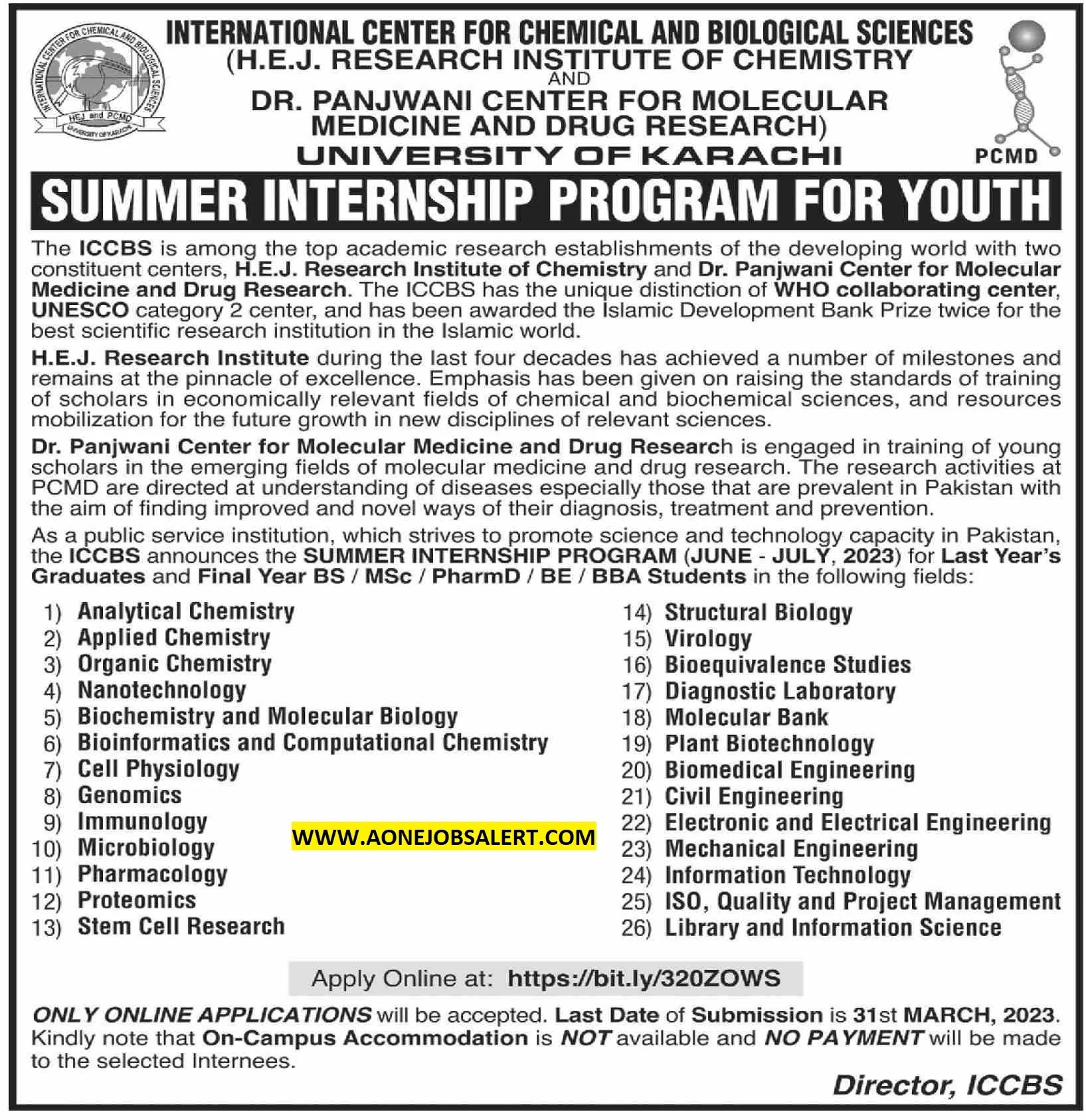 Summer Internship Program at ICCBS University of Karachi
