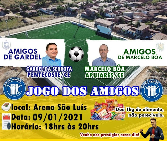 Jogo entre amigos: Gardel e Marcelo Boa realizam partida de futebol dia 9 de janeiro 