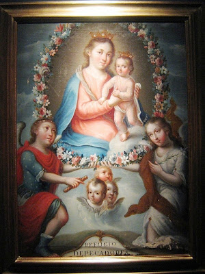 La Virgen del Refugio con el Niño rodeados de angeles.
