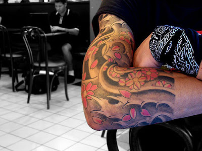 Elbow Tattoo with Flowers Labels tattoo tattoo art tattoo designs