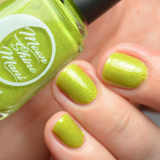 yellow green nail polish with shimmer