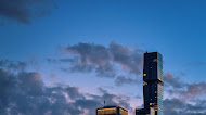 Sunset reflection on buildings