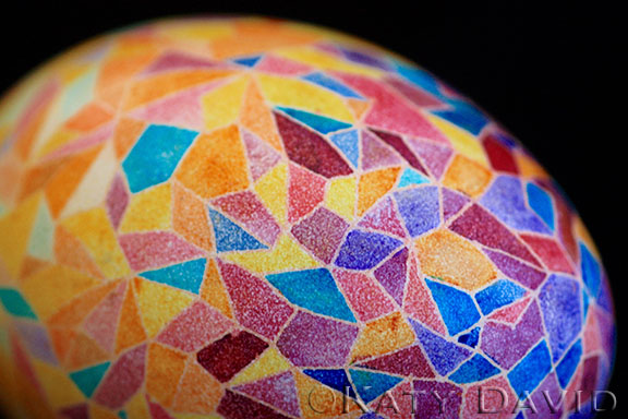 Friday Egg: Gravity Shards, Goose Egg Pysanky,  ©Katy David