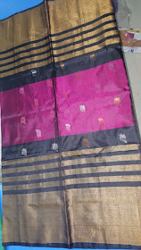 Uppada Jamdani Black with Pink silk saree