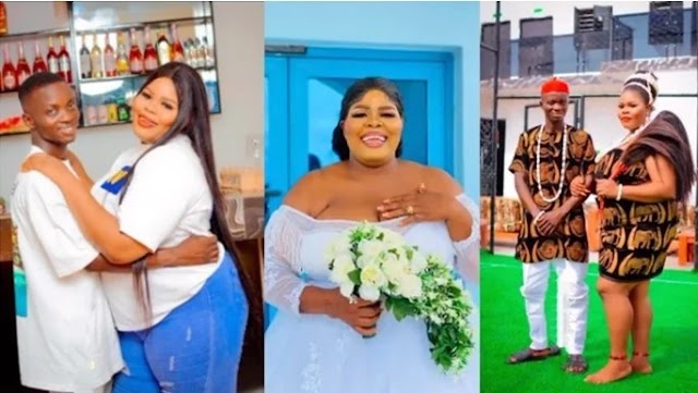 Size is not a barrier: Nigerian man and his plus-sized bride set internet abuzz (Video)