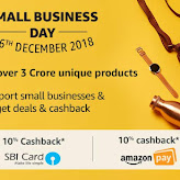 Amazon - Pay online & Get 10% cashback up to Rs 500 on Small Business Day Products (No Minimum Order)