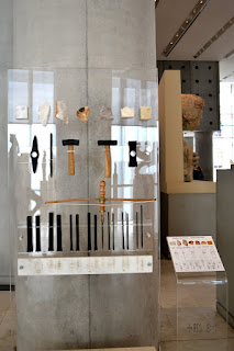 A display of tools of the marble worker in the new acropolis museum