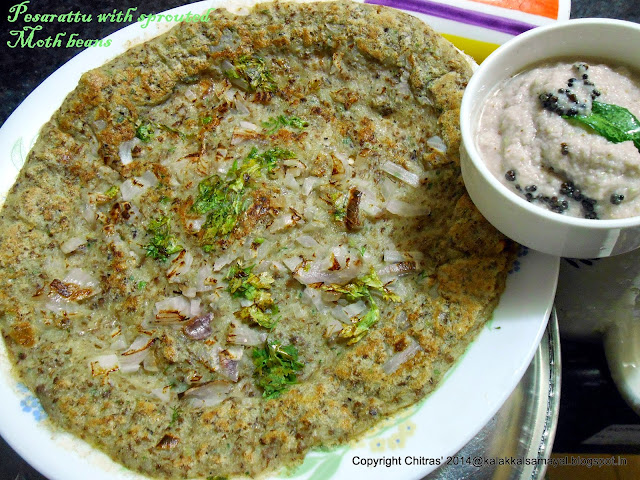 Pesarattu with moth beans sprouts