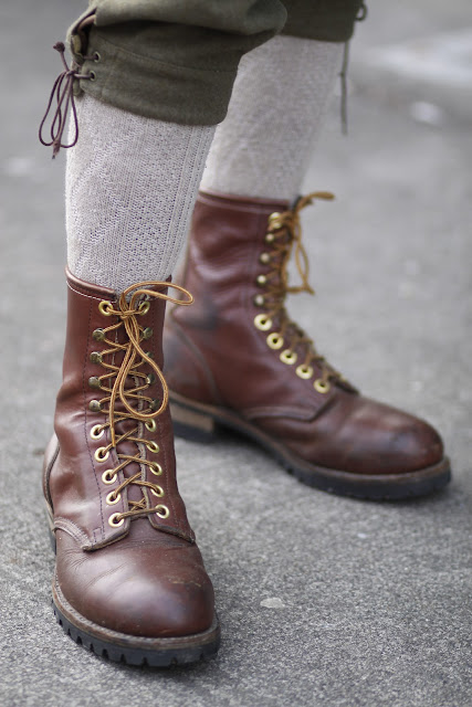 Brown combat boots knickers Seattle street style fashion 