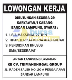 Karir Lampung CV Tri Manunggal Group