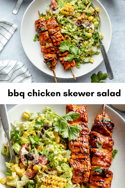 bbq chicken skewer salad