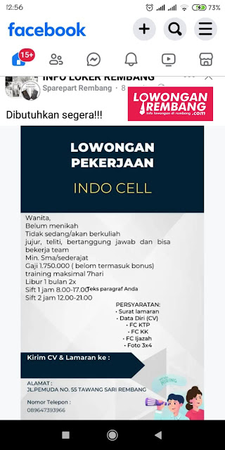 Lowongan Kerja Pegawai Penjaga Toko Indo Celuller Rembang