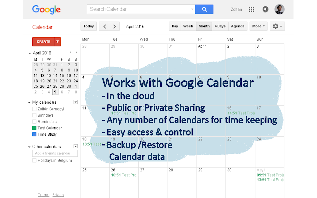 Time Study BPI Tools, Google Calendar