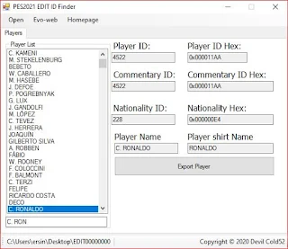 PES 2021 EDIT ID Finder