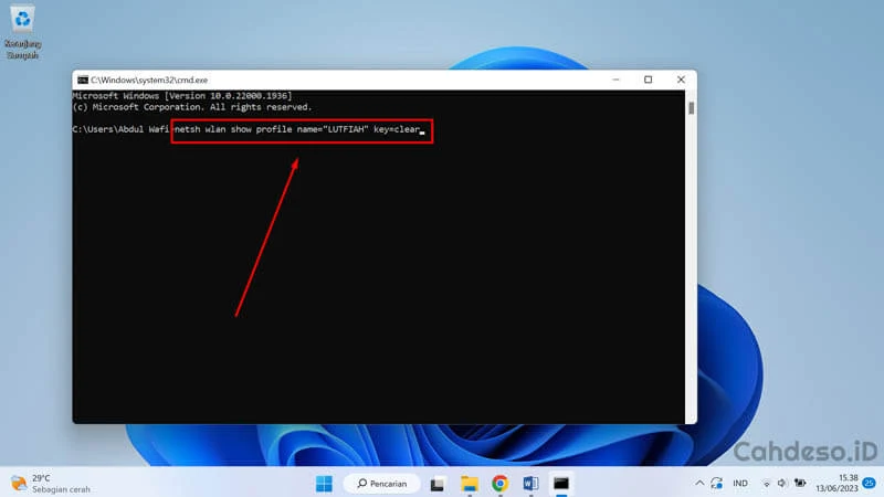 Menampilkan Password Wifi di Windows 11 Lewat Command Prompt