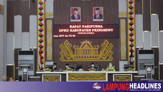 Bupati & Wabup Pringsewu Hadiri Rapat Paripurna DPRD dalam Rangka HUT RI ke-76