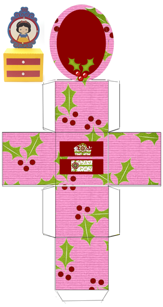 Navidad Rosa: Caja con Forma de Tocador para Imprimir Gratis.