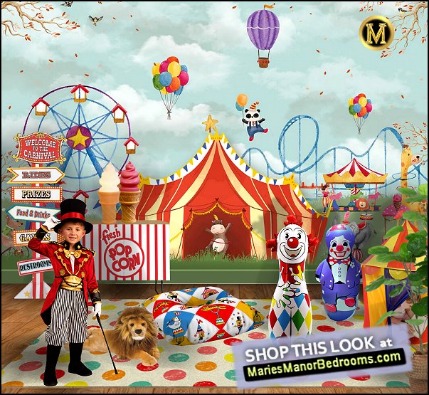Circus Mural Big Top Circus play tent Carnival decor clown decor circus theme  Vintage Circus Polka Dots Rug