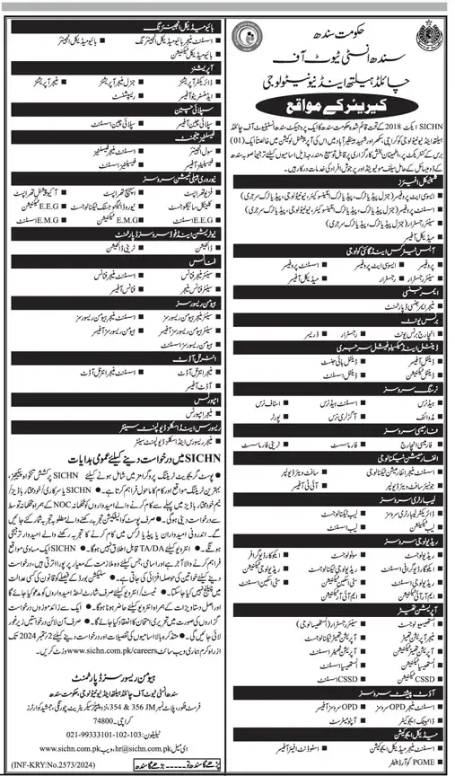 Sindh Institute of Child Health Neonatology Jobs 2024